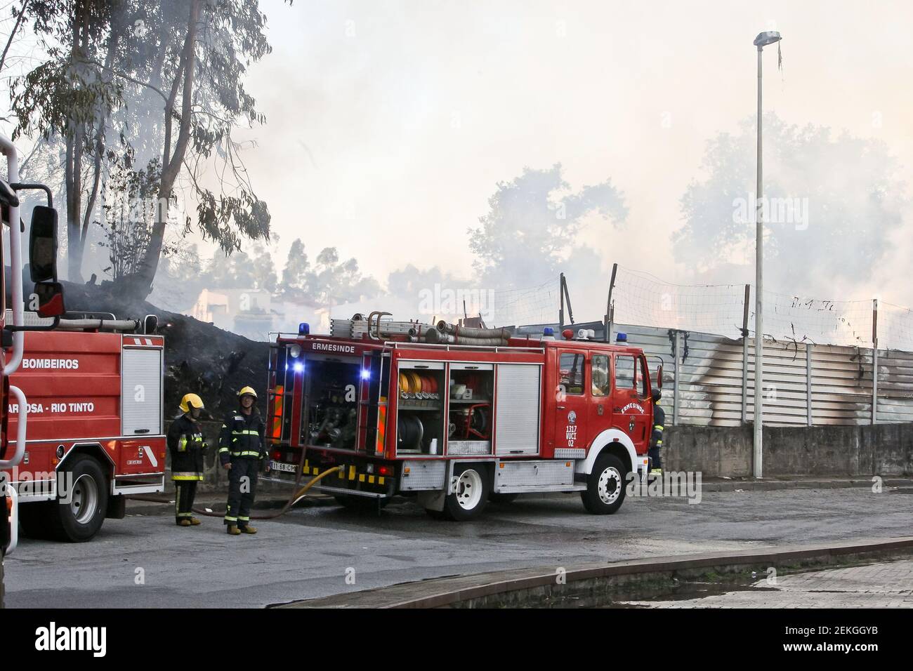 Maia, 03/09/2020 Fire this afternoon in a pallet warehouse, on the