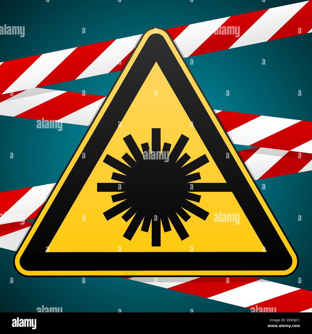 Safety sign. Caution danger Laser radiation. Highrisk zone. Barrier