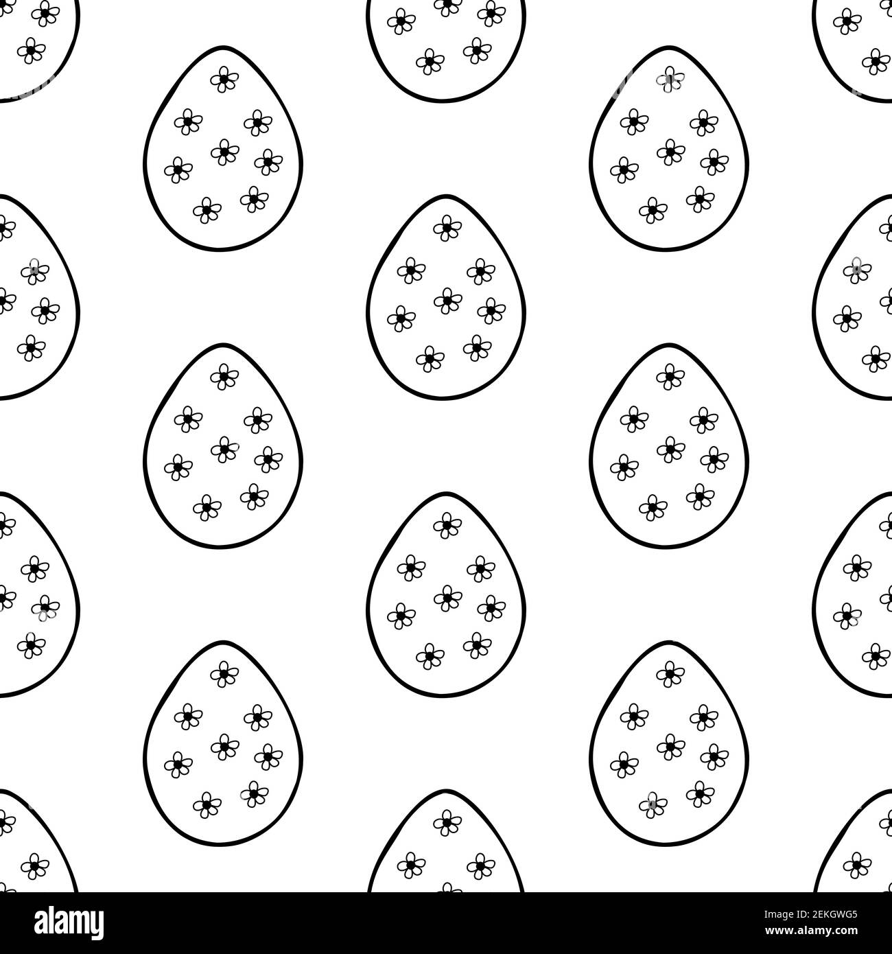 Seamless pattern made from hand drawn Easter eggs illustration. Isolated on a white background. Stock Vector