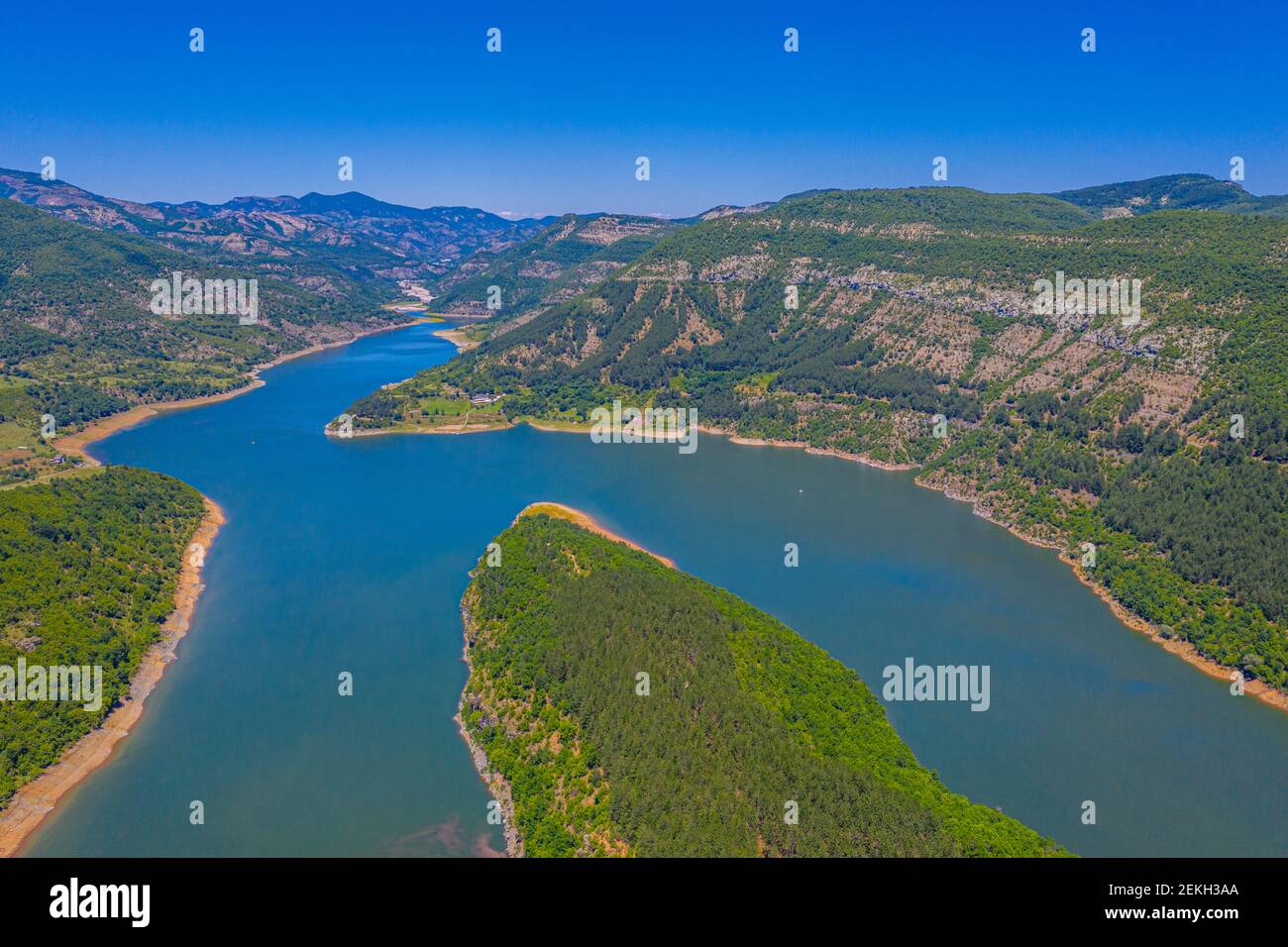 The meanders of Arda river near Ribartsi village in Bulgaria Stock ...