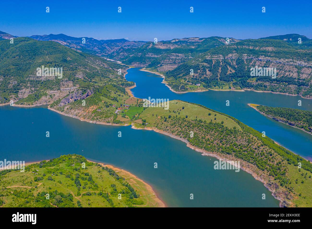 The meanders of Arda river near Ribartsi village in Bulgaria Stock ...