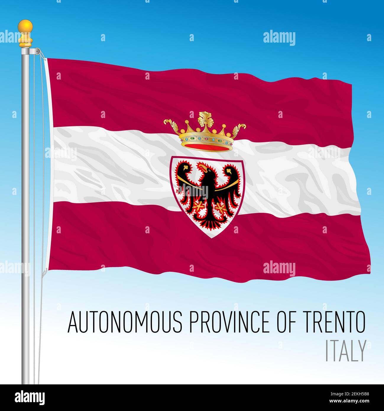 Autonomous Province of Trento, flag of the province, Italian Republic, vector illustration Stock Vector