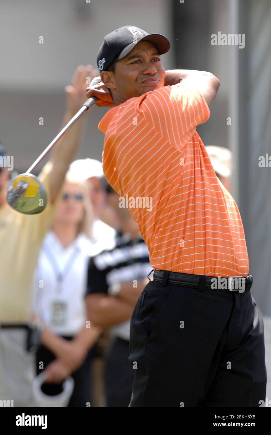 **FILE PHOTO** Tiger Woods Airlifted After Rollover Crash. MIAMI - MARCH 23: Tiger Woods during the second round of play at the World Golf Championship CA Championship at the Doral Golf Resort and Spa on March 23, 2007 in Miami, Florida. Credit: mpi04/MediaPunch Stock Photo
