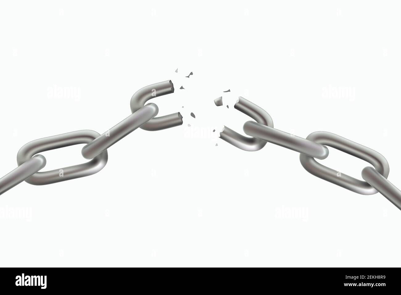 silver broken realistic metal chain on white Stock Vector Image & Art