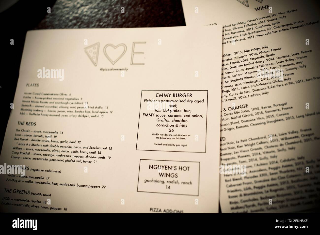 Emily Loves Pizza restaurant in Brooklyn, New York, USA. Pizza and