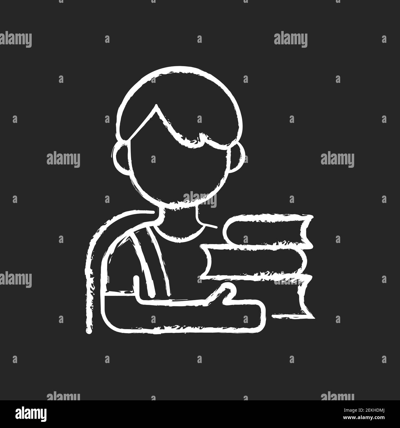 Schoolboy chalk white icon on black background Stock Vector