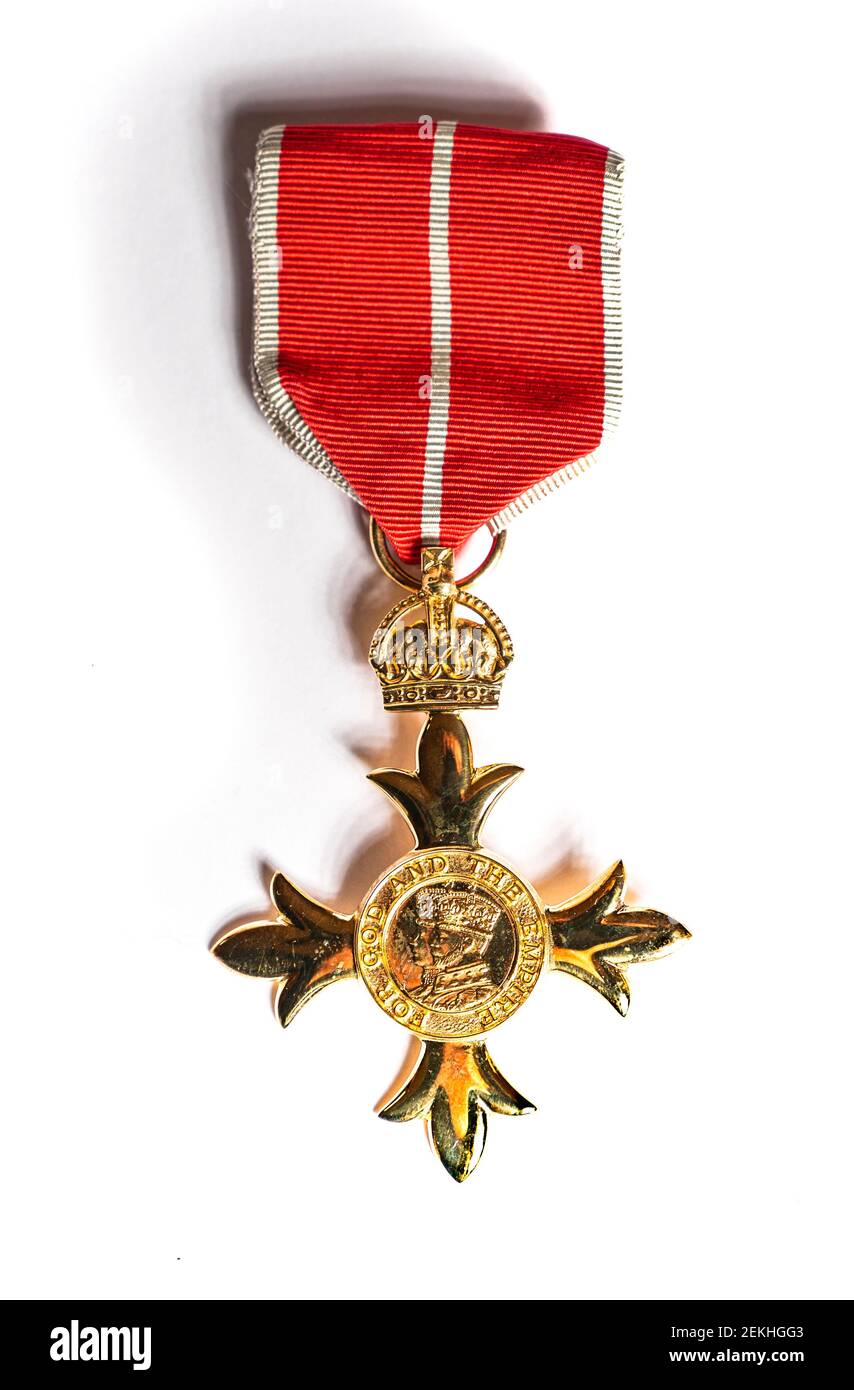 With her order of the british empire obe medal Cut Out Stock Images