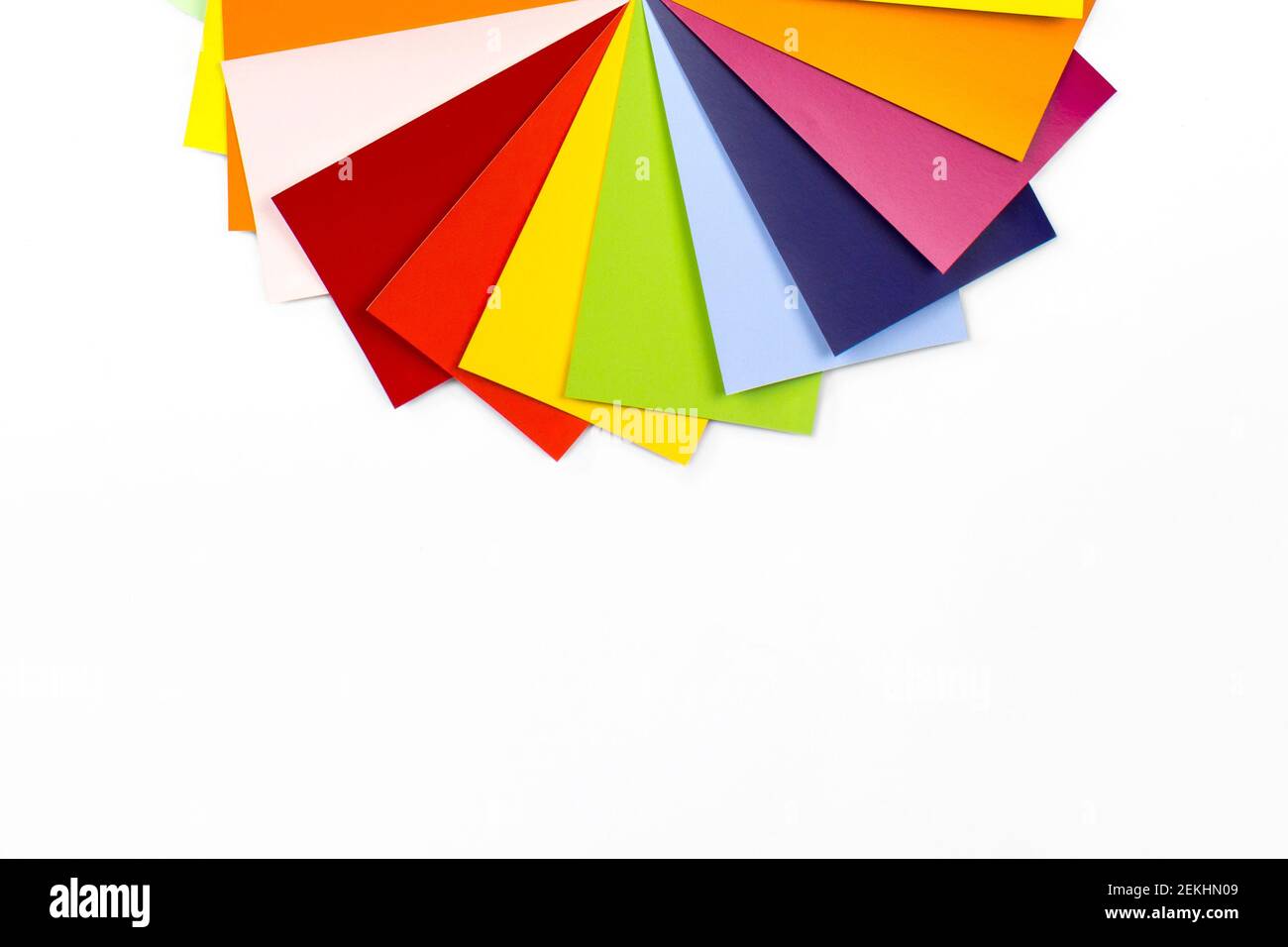 Color palette samples on white background. Designer color chart spectrum. Color Samples Tiles. Stock Photo