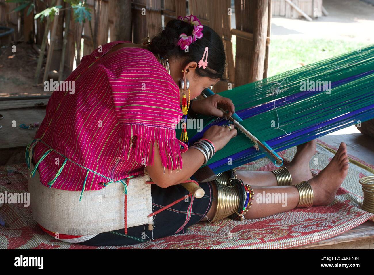Giraffe women village, karen village Stock Photo