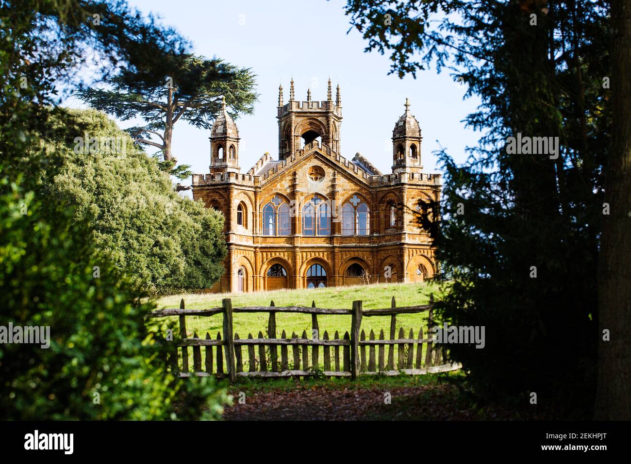 Gothic Template at Stowe, a National Trust property in Berkshire, United Kingdom Stock Photo