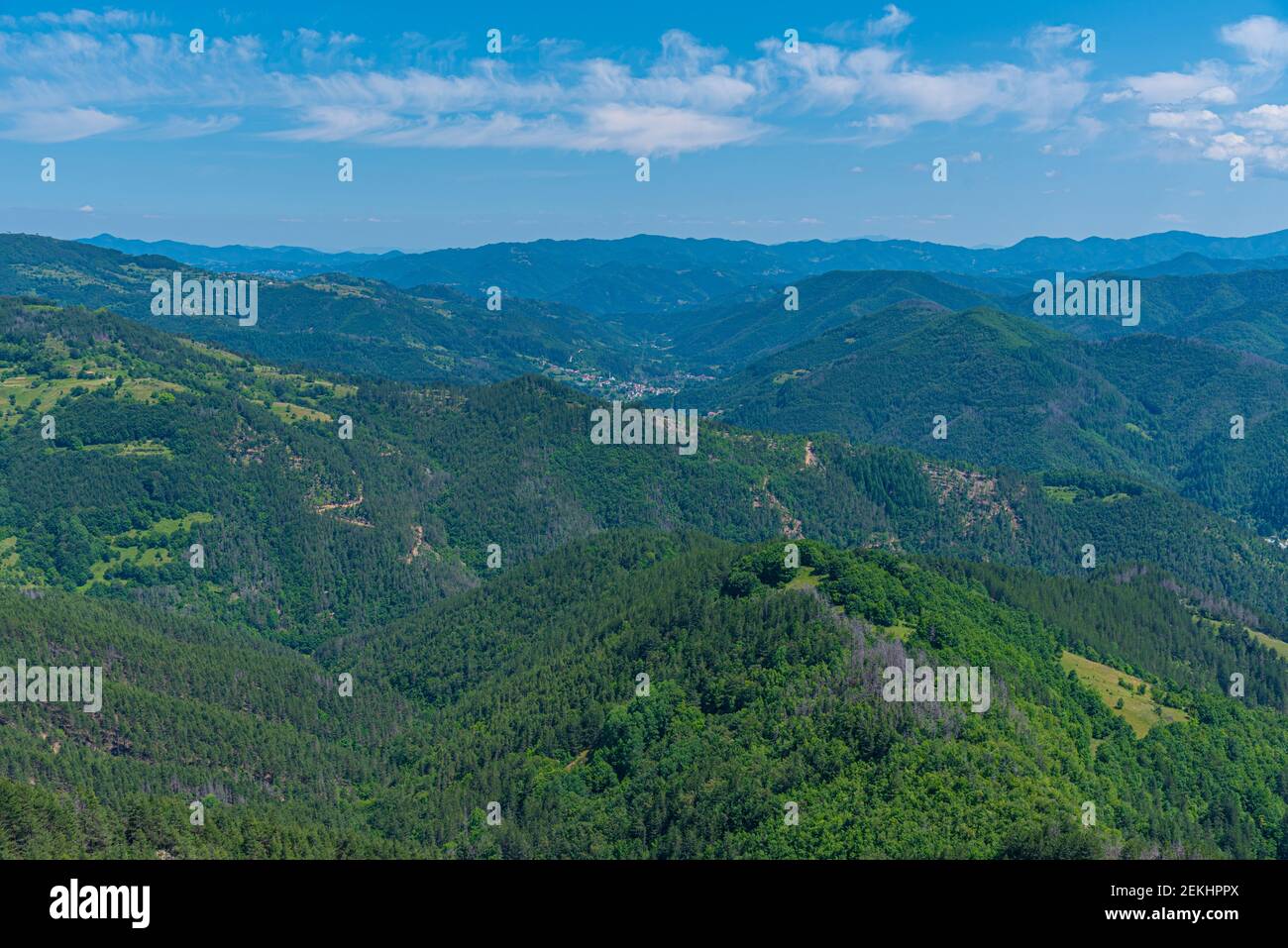Landscape of Eastern Rhodopes mountain in Bulgaria near Smoljan town ...