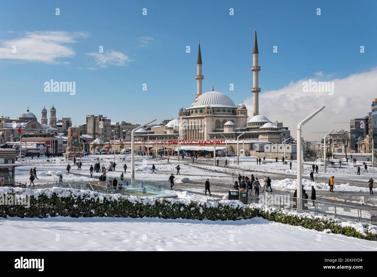 Taksim Square in winter in Beyoglu District of Istanbul, Turkey Stock Photo