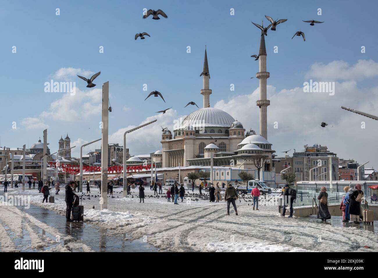 Taksim Square in winter in Beyoglu District of Istanbul, Turkey Stock Photo