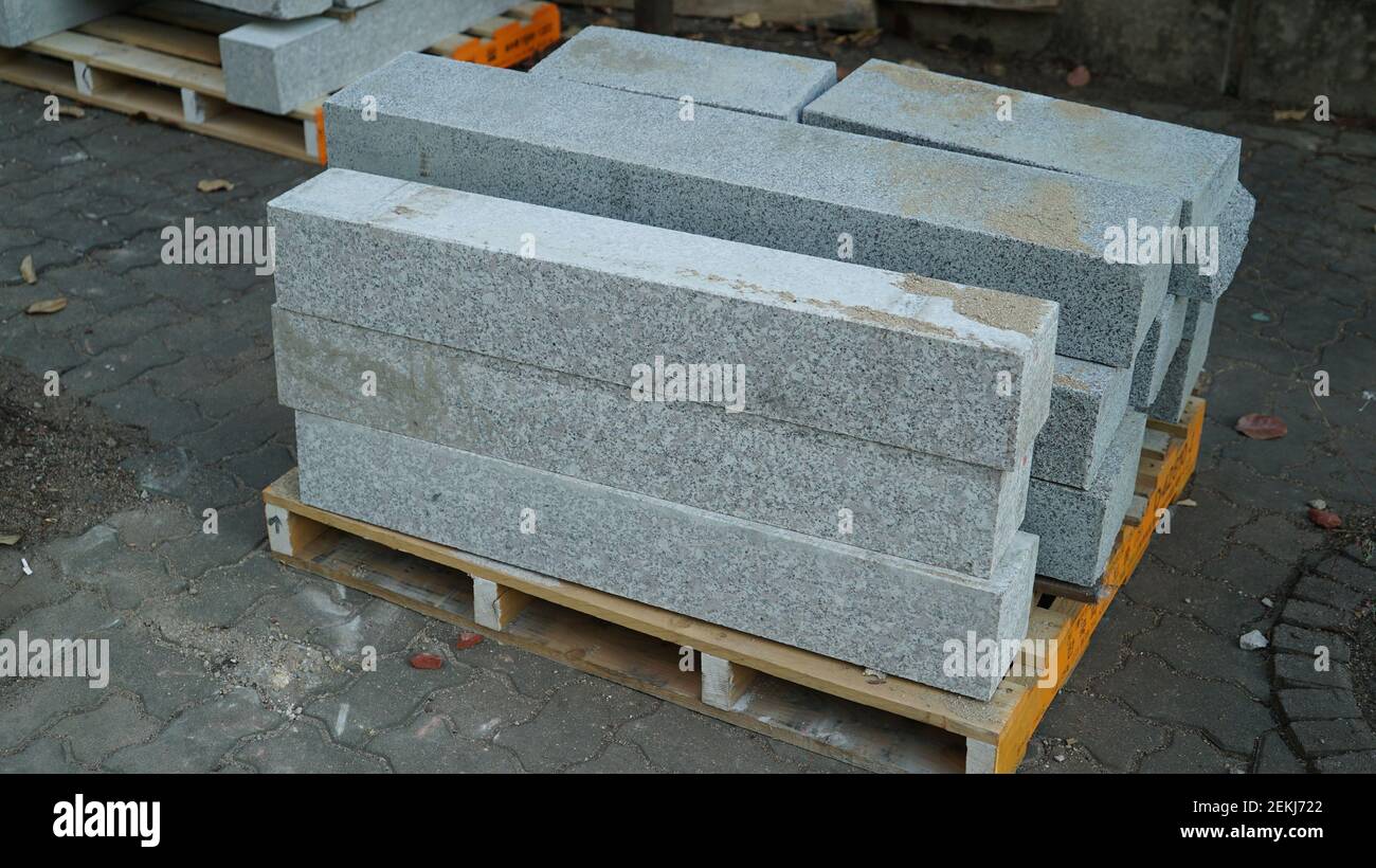 Cement structure for sidewalk block repair work Stock Photo Alamy