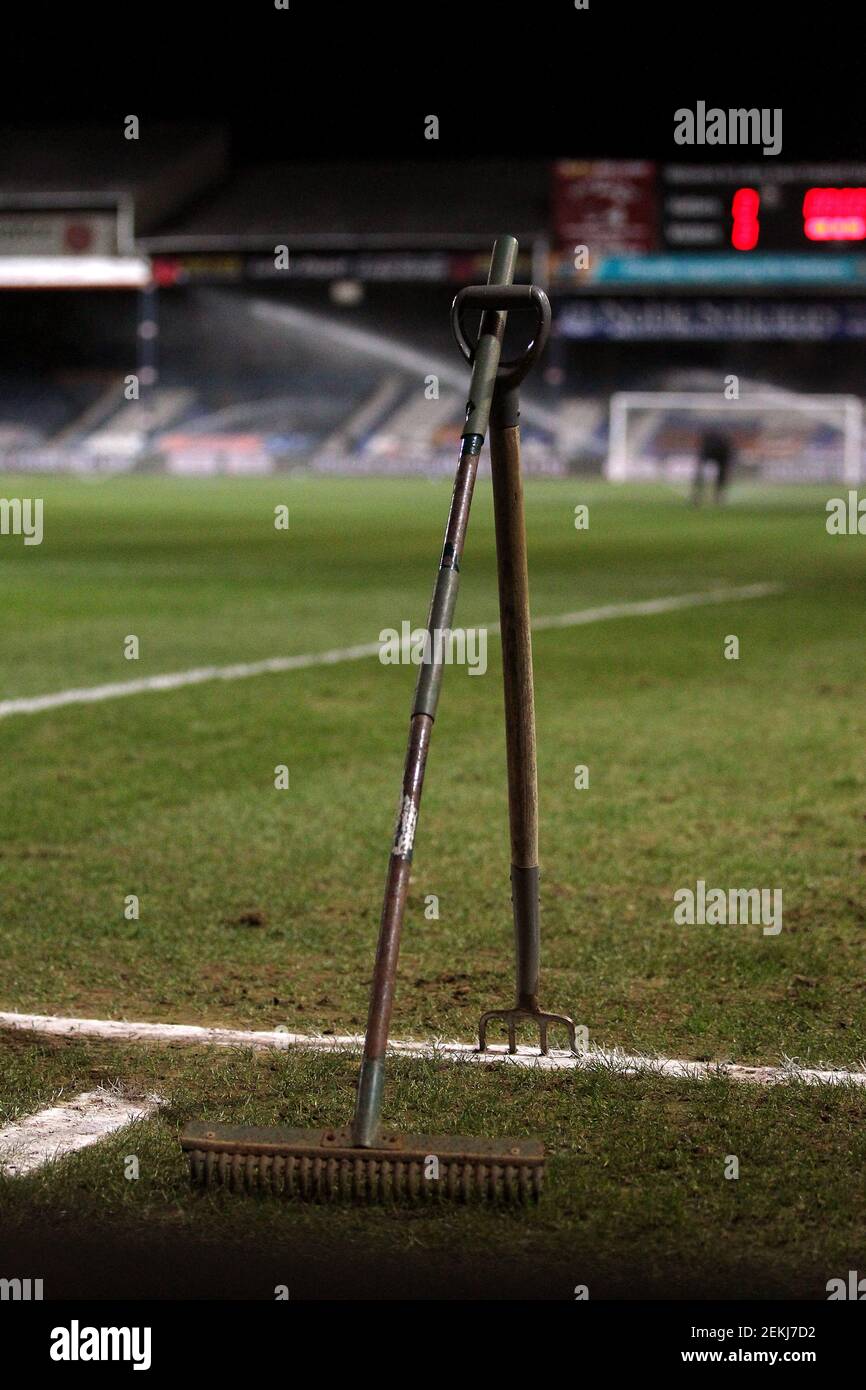 Football fork pitch groundsman groundsmen hires stock photography and