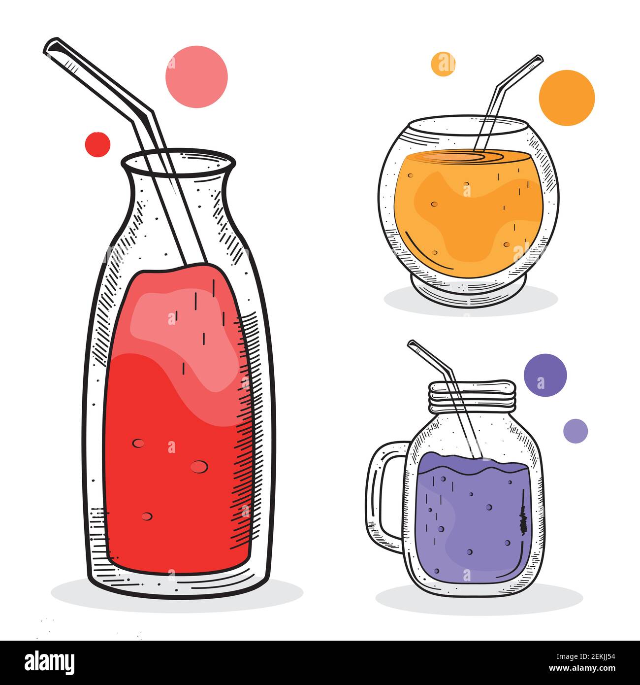 bundle of three drinks set icons Stock Vector