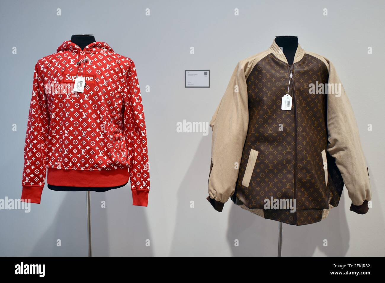 Louis Vuitton X Supreme Box Logo Hoodies on display at Sotheby's “The  History and Impact of Hip Hop” auction in New York, NY, September 14, 2020.  (Anthony Behar/Sipa USA Stock Photo - Alamy