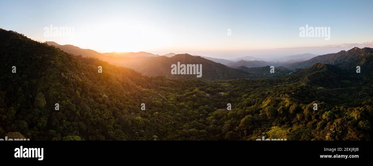 Minca mountain landscape at sunrise, Magdalena Department, Caribbean, Colombia Stock Photo
