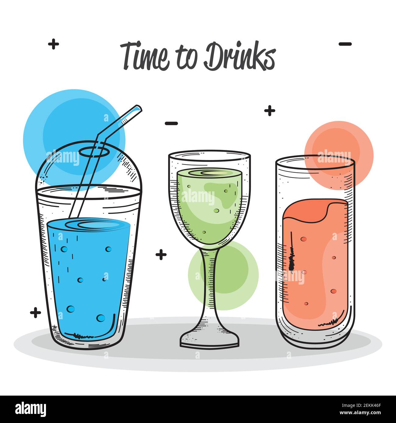 bundle of three drinks set icons Stock Vector