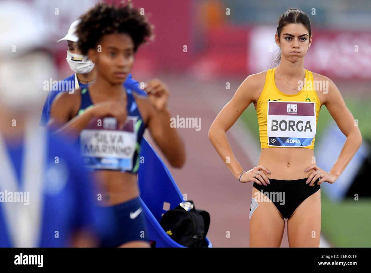 Rebecca Borga of Italy reacts prior to the 400m women during the Golden ...