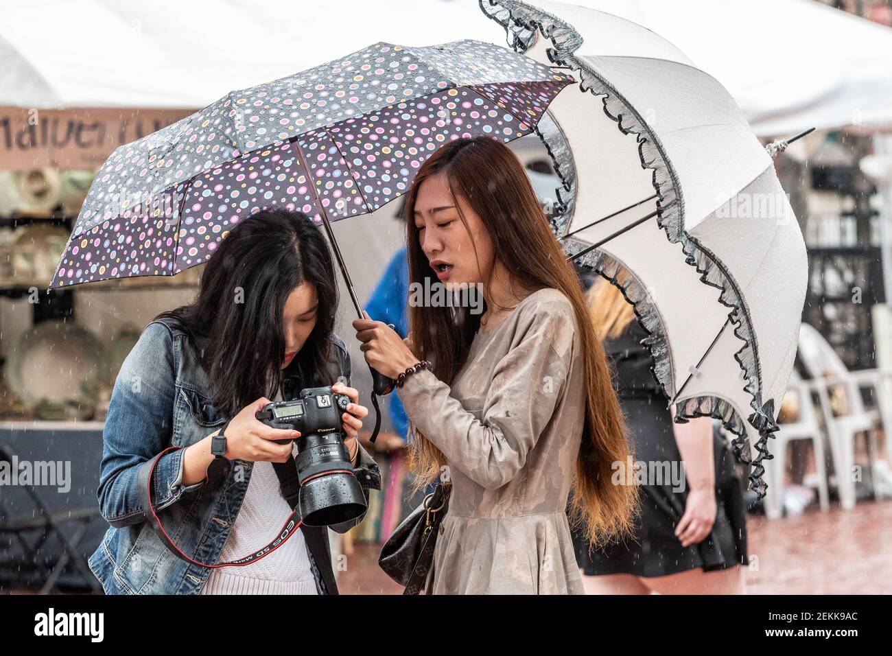 Photographer in the rain, Toronto, Canada Stock Photo