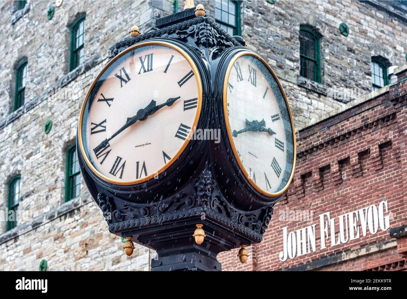 Time Electric clock in the Distillery District, Toronto, Canada Stock