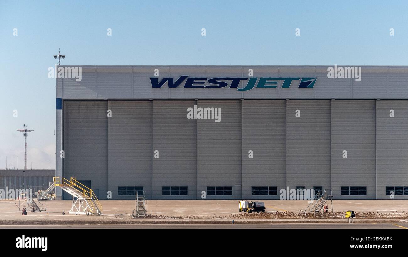 Westjet Hangar in Pearson Airport, Toronto, Canada Stock Photo