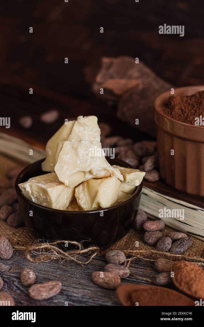 Unsweetened baking block chocolate, cocoa powder, cocoa butter and