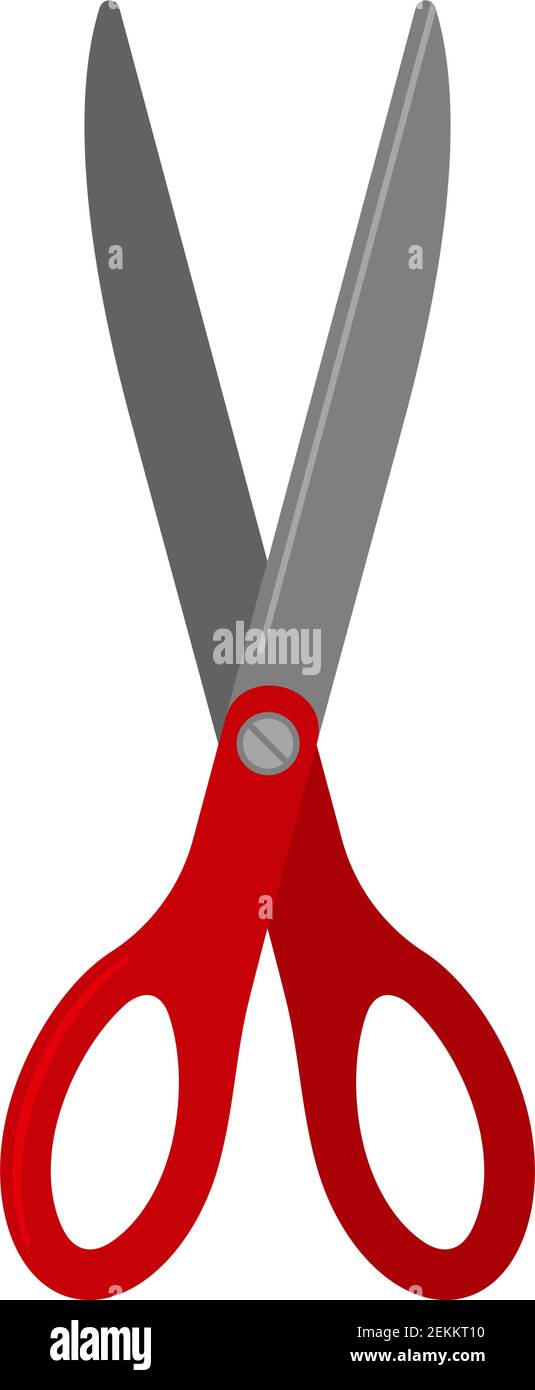 Pair of sharp red scissors for school craft work in flat design vector
