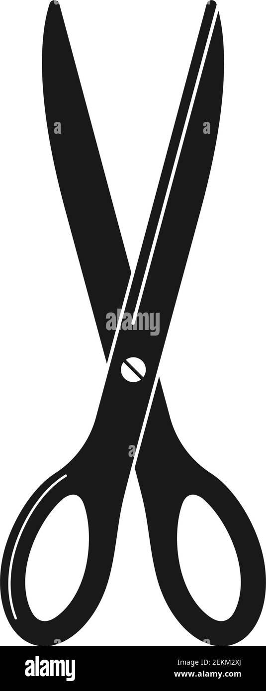 Pair of sharp scissors for school craft work in vector silhouette Stock