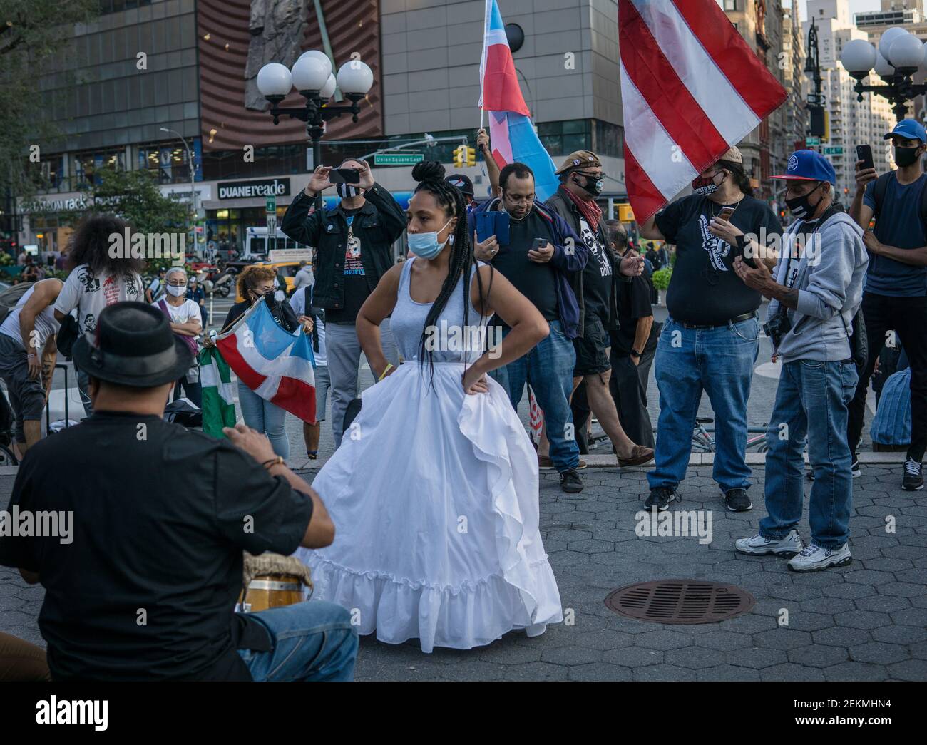 Puerto Ricans in NYC commemorate the uprising in Lares, Puerto Rico back in  1868 known as El Grito de Lares. The uprising was against the colonial rule  of Spain in Puerto Rico, (