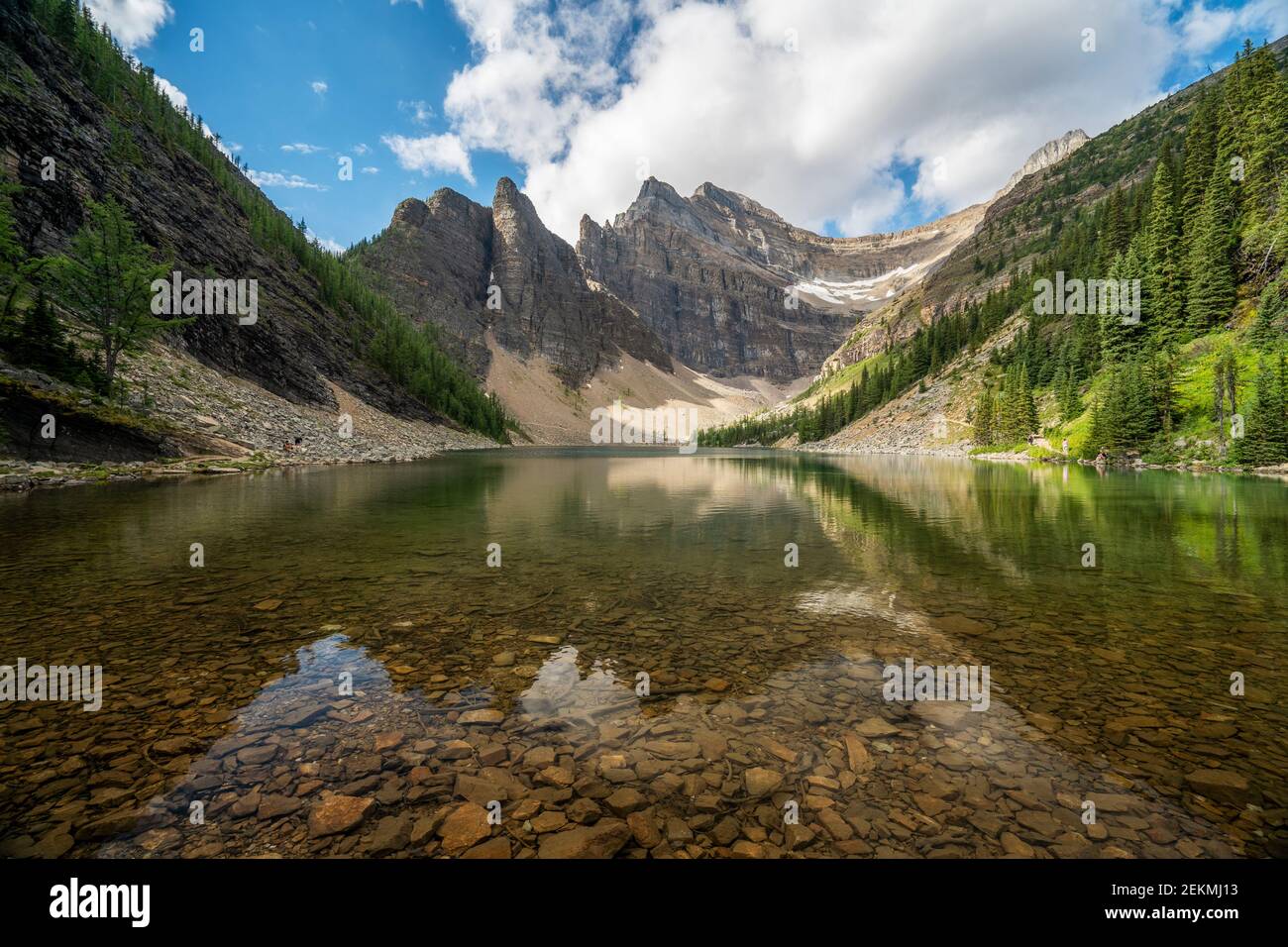 Lake Agnes on the Tea House Trail during summer in Banff National Park, Alberta, Canada. Stock Photo