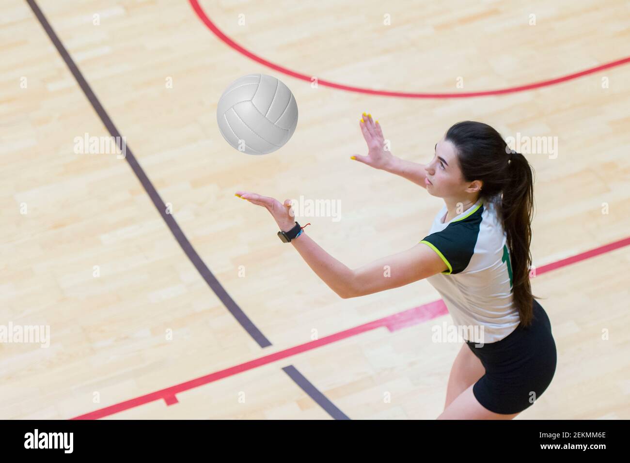 Upper View of Female Volleyball Player at Service. Team sport concept Stock Photo Alamy
