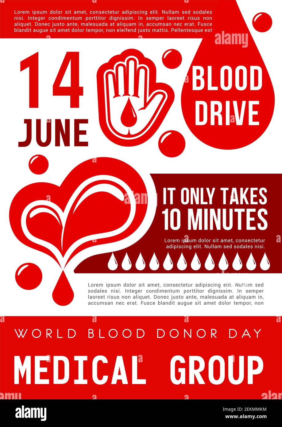 World Blood Donor Day of 14 June poster. Blood donation banner with blood  drop, heart and helping hand for transfusion clinic or medical charity  volun Stock Vector Image & Art - Alamy