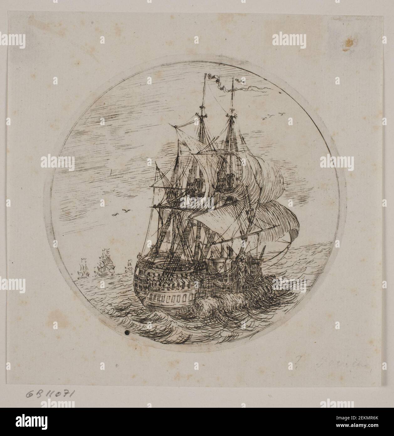 Unknown (1800-1800), an orlog ship in speed, 1700's Stock Photo