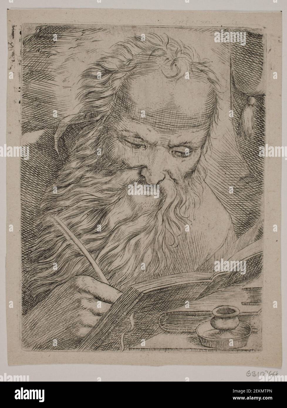 W.A. Müller (1733-1816), an old man writing in a book, 1733 - 1816 Stock Photo