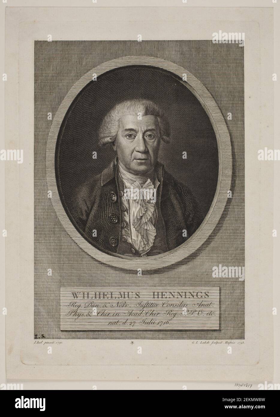 Gerhard Ludvig Lahde (1765-1833), Wilhelmus Hennings, 1793 Stock Photo