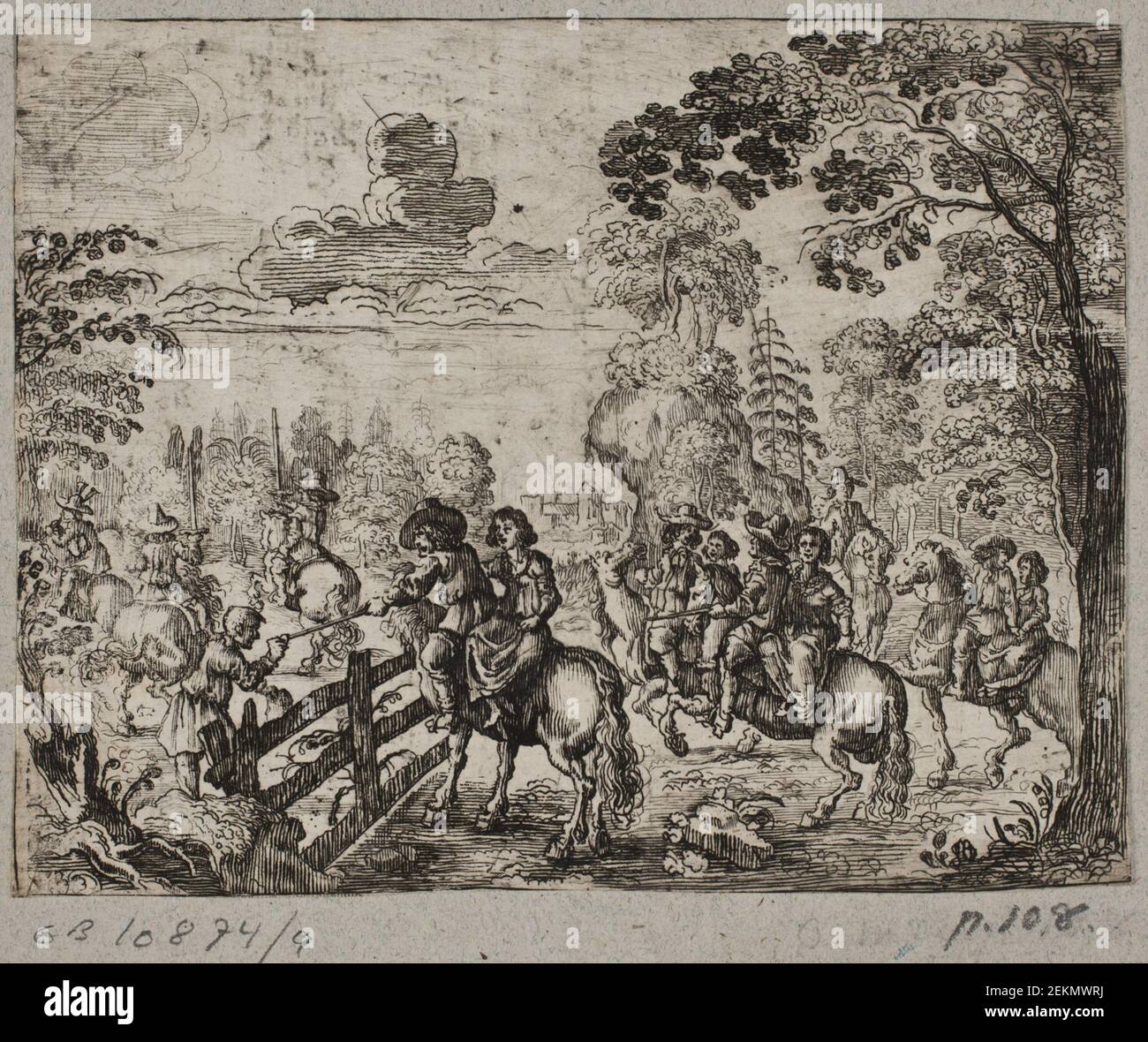 Unknown (-), forest party with riders, 1656 Stock Photo