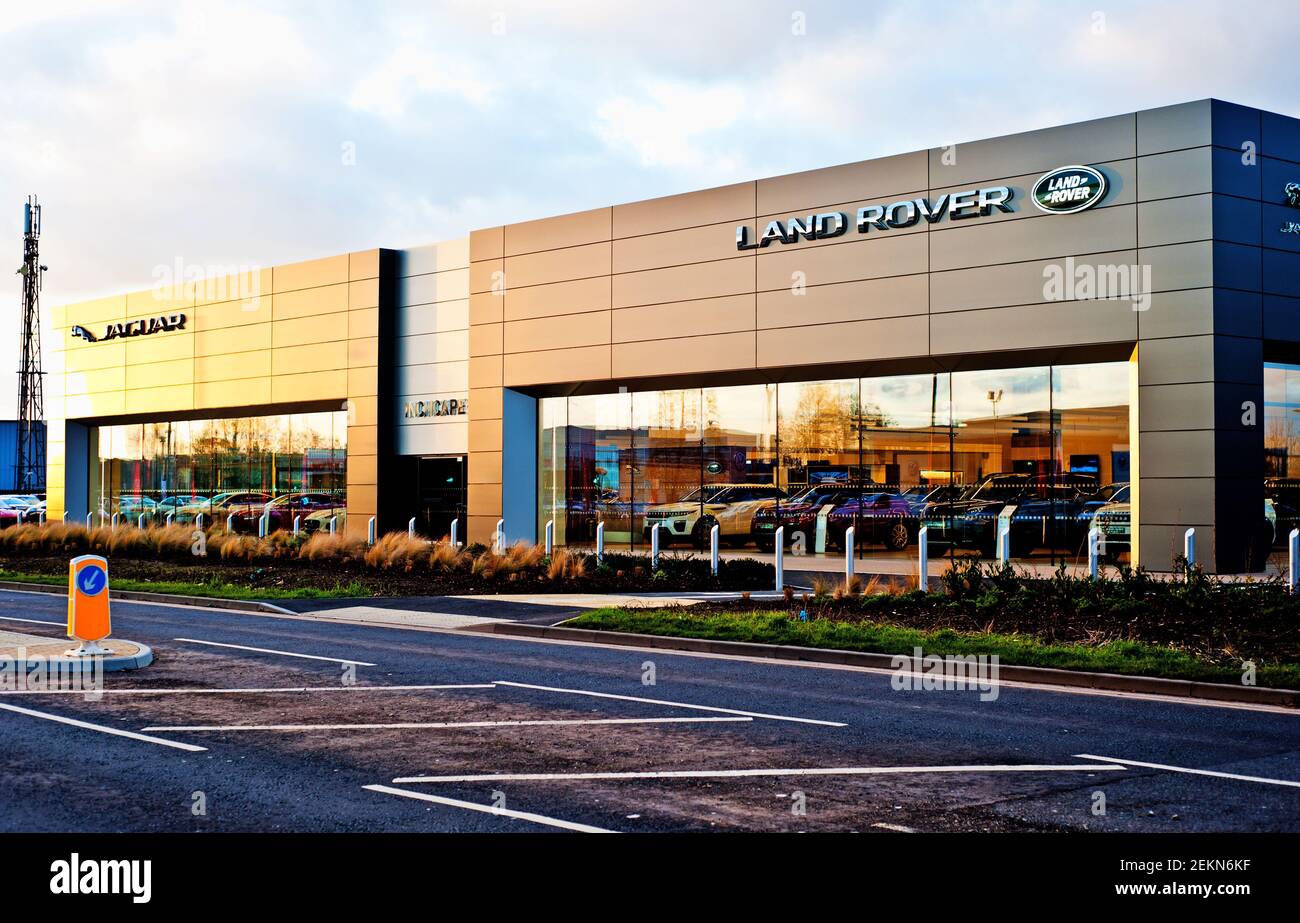 Jaguar and Land Rover Dealership, Clifton Moor, York, England Stock