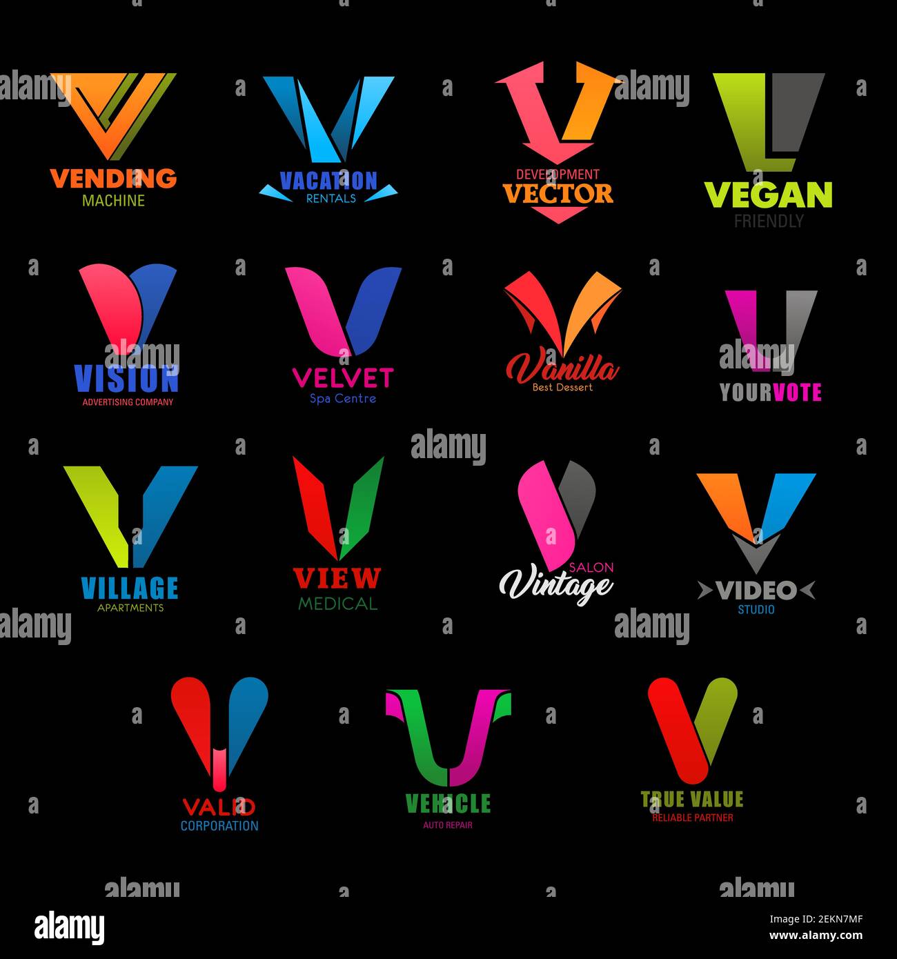 Letter V icons of company and brand business corporate identity. Vector