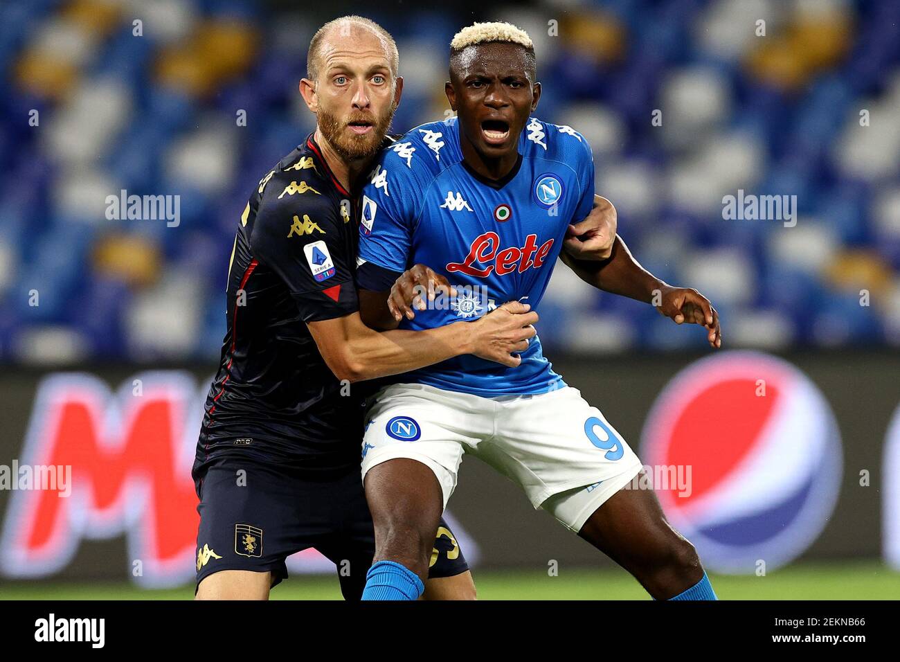 Andrea Masiello of Genoa CFC and Victor Osimhen of SSC Napoli