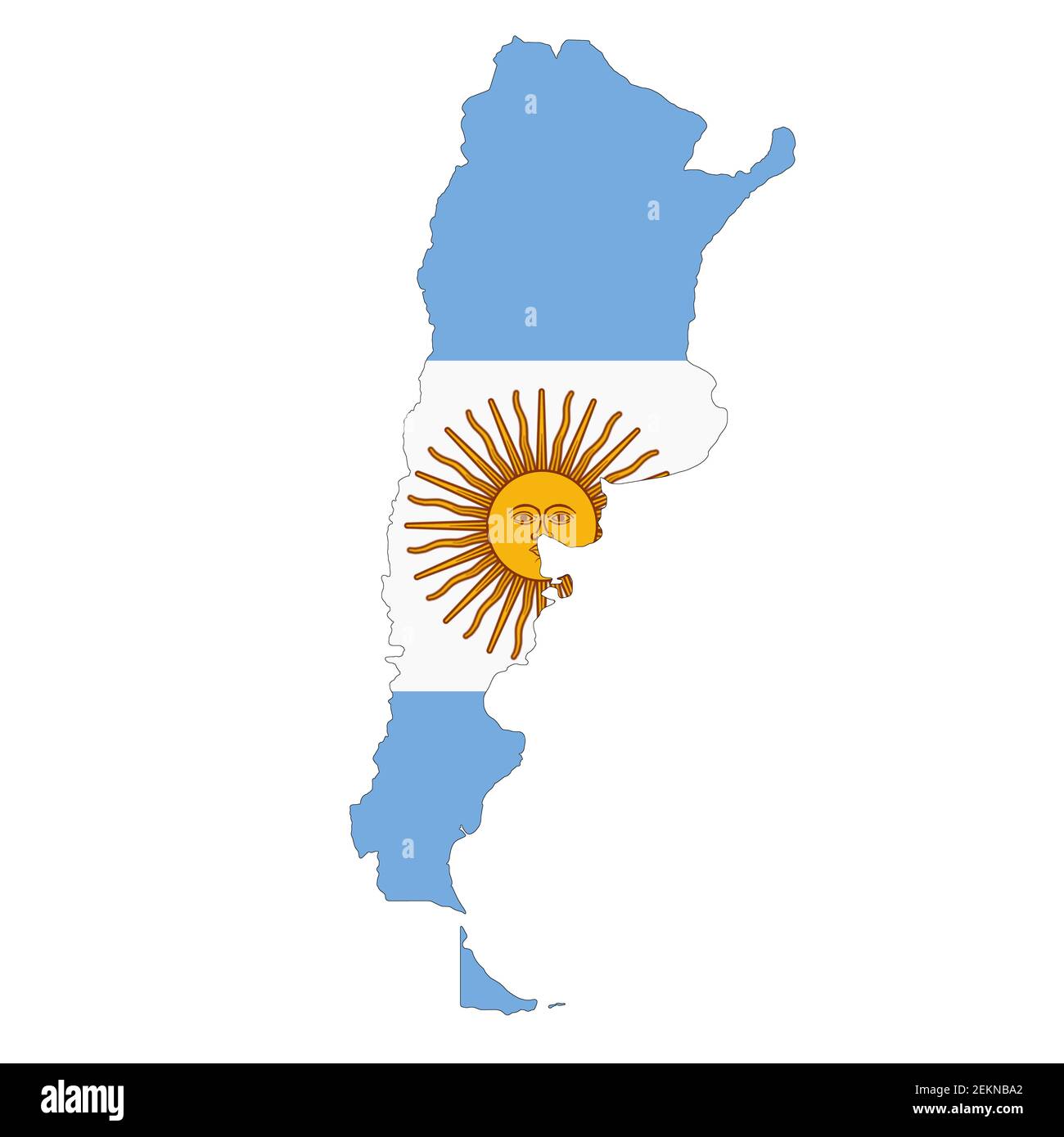 Argentina map on white background with clipping path Stock Photo