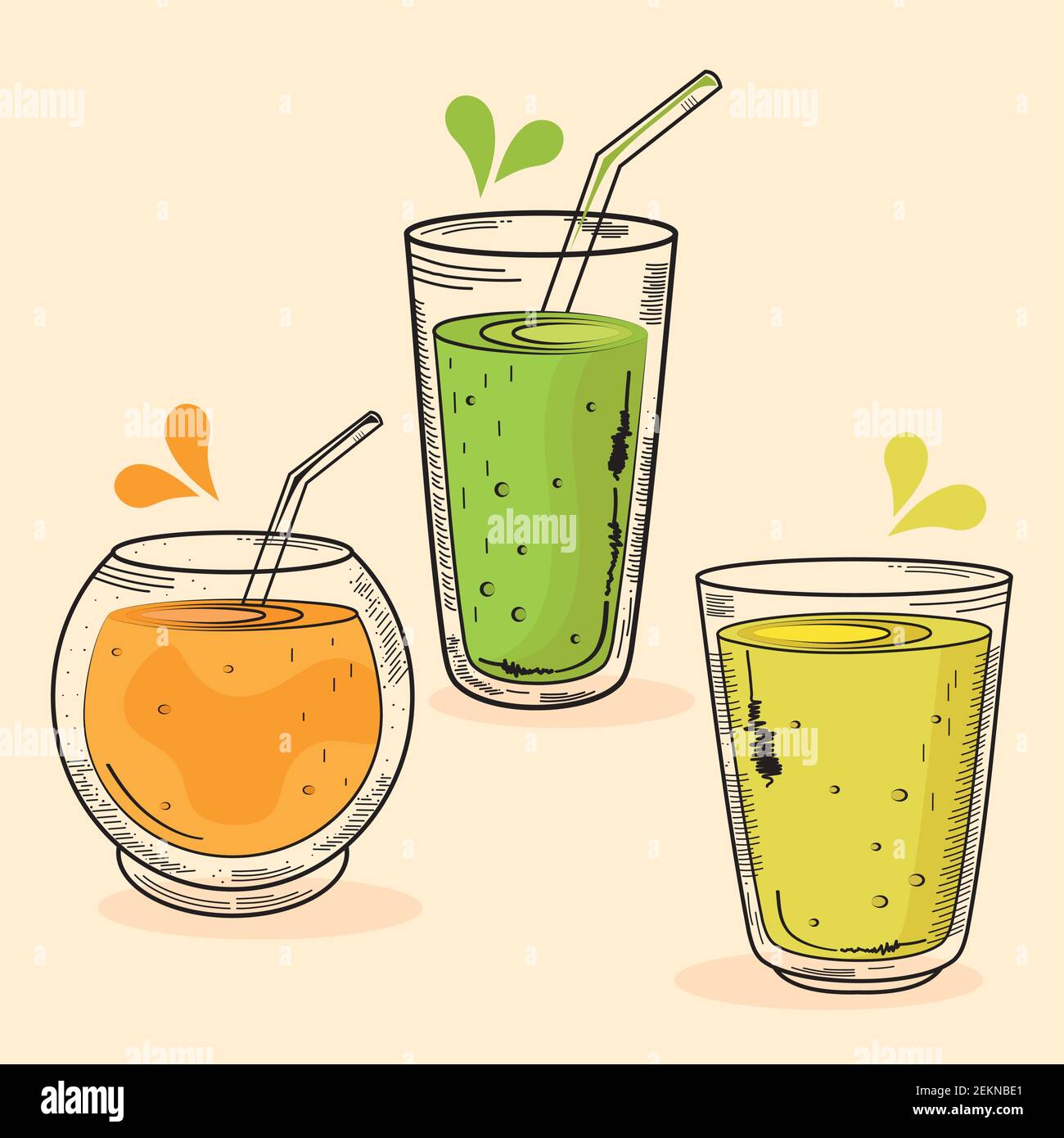 bundle of three drinks set icons Stock Vector