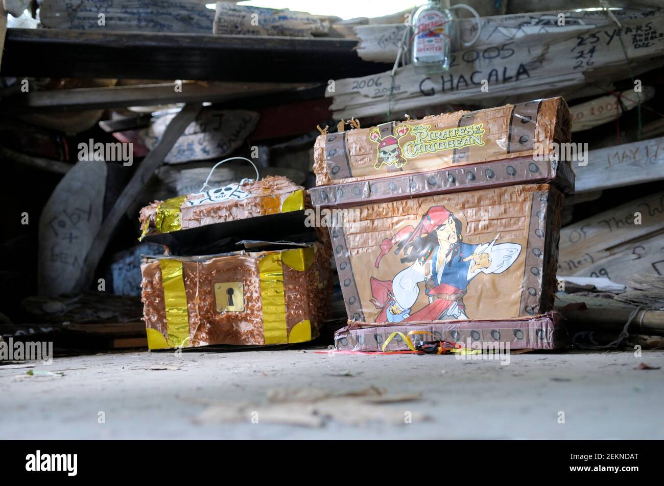 Treasure chests in an old building, Wallace Island, Gulf Islands