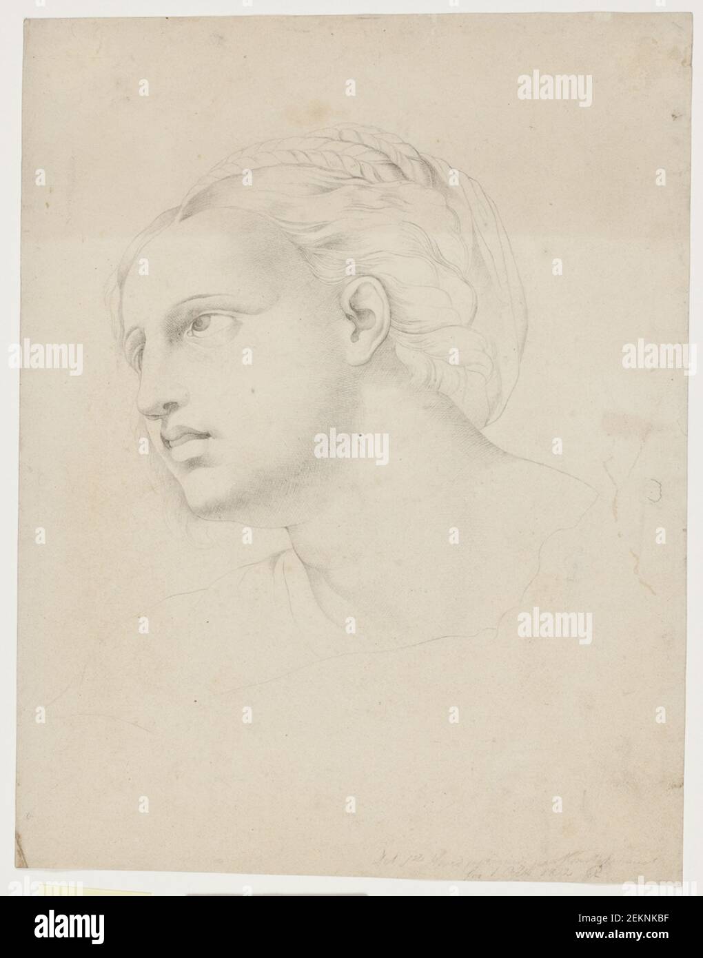 Joergen Roed (1808-1888), study after female head in Raphaels 