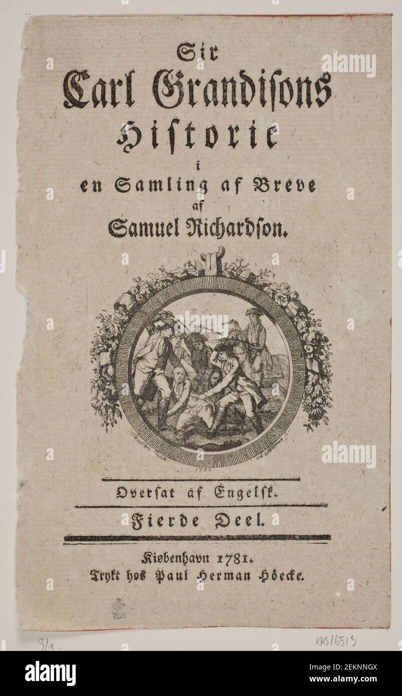 Andreas Stoettrup (1754-1811); Erik break (1749-1790), vignette to 'Sir Carl Grandison's history', 4th part, of Samuel Richardson, Copenhagen 1780, 1780 Stock Photo