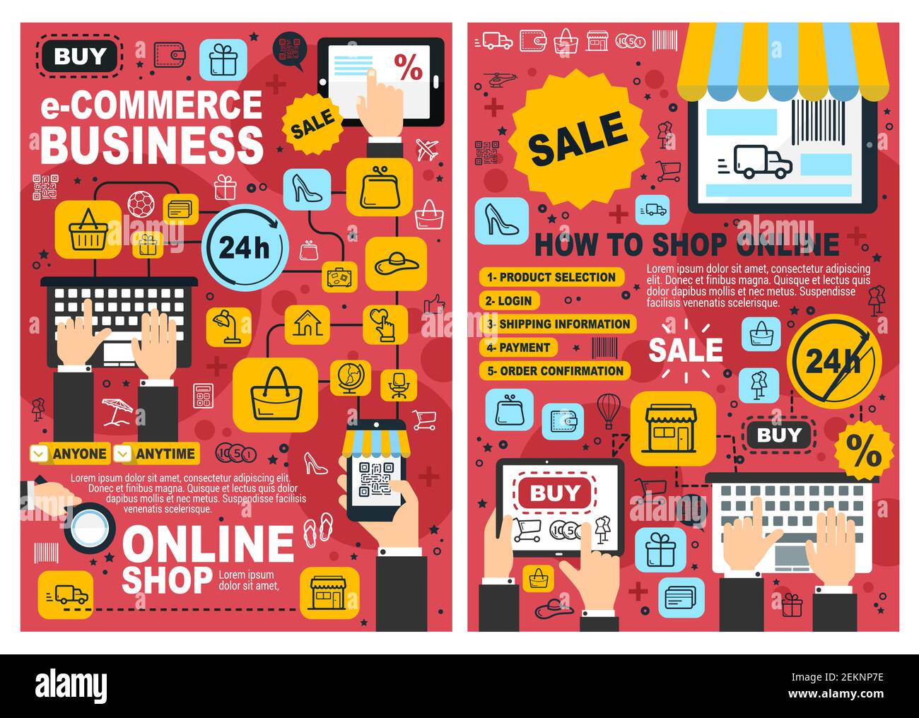 business, online shopping and digital store trade. Vector e