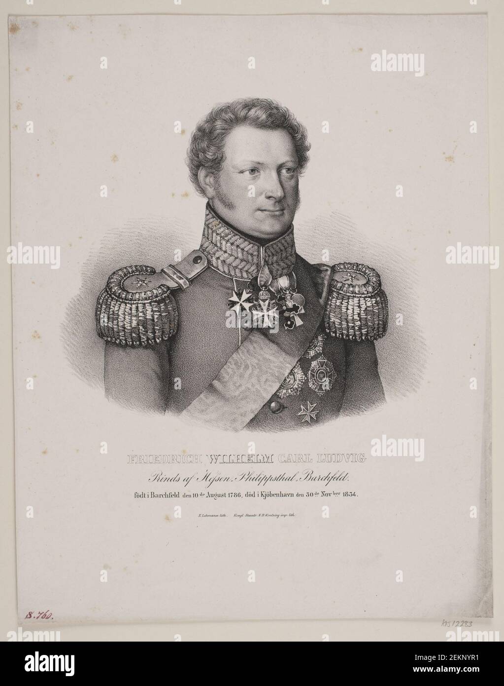 Edvard Lehmann (1815-1892); , Prins Wilhelm AF Hessen-Philipsthal, 1820 - 1843 Stock Photo