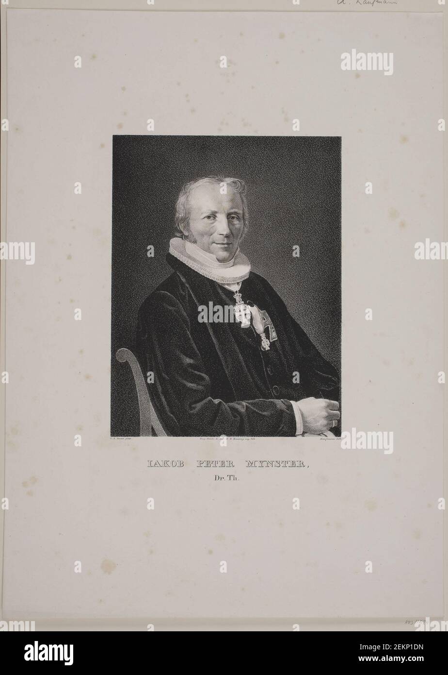 Asmus Kaufmann (1806-1890); C.A. Jensen (1792-1870); , Jakob Peter Mynster, (1833) Stock Photo
