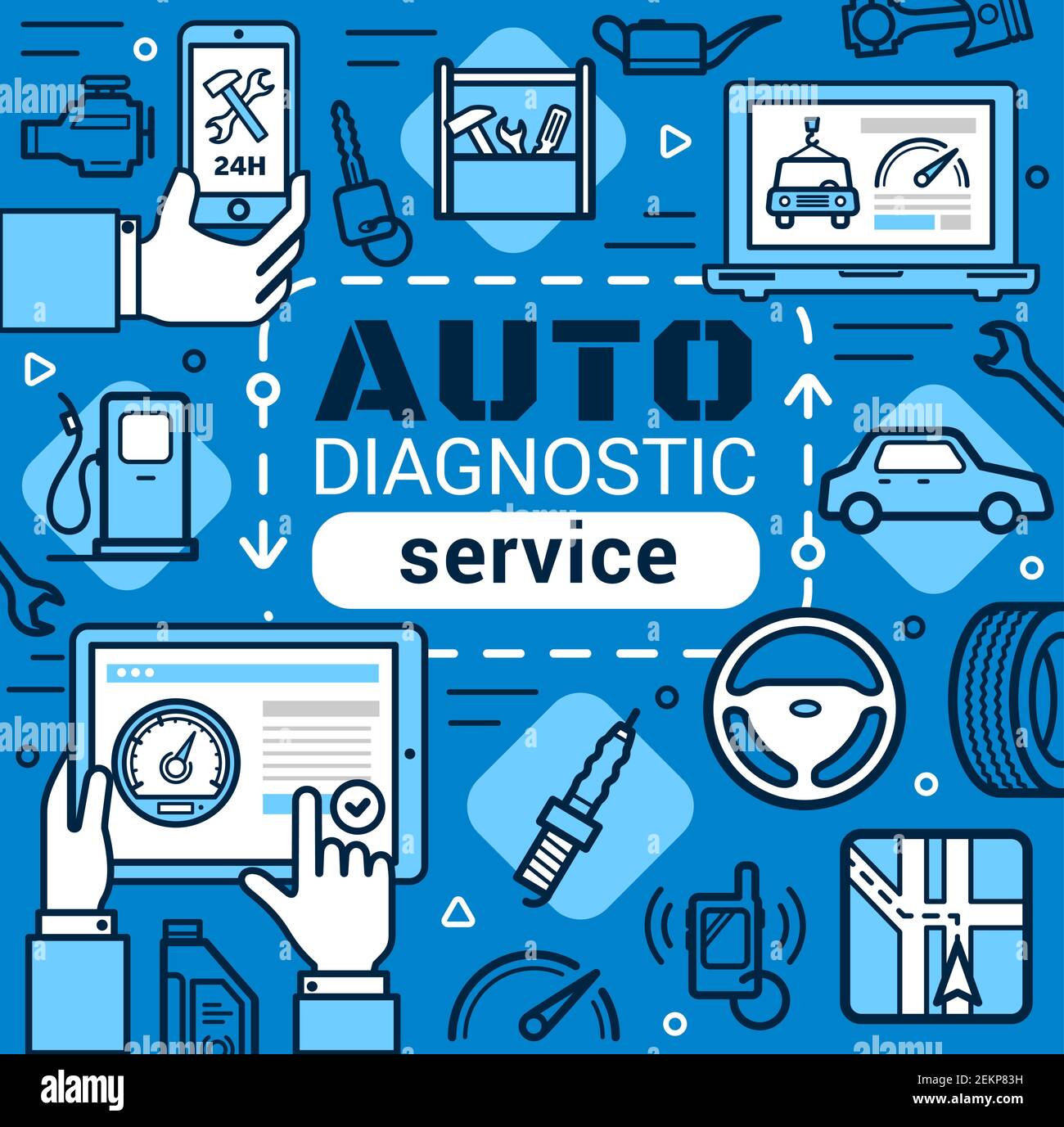 Mechanic fixing truck Stock Vector Images - Alamy